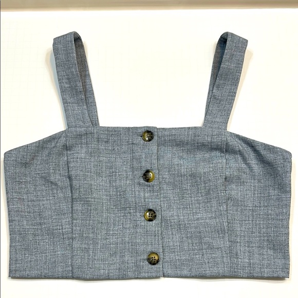 Banana Republic Tops - Banana Republic Gray/Blue Button-Front Women's Crop Top